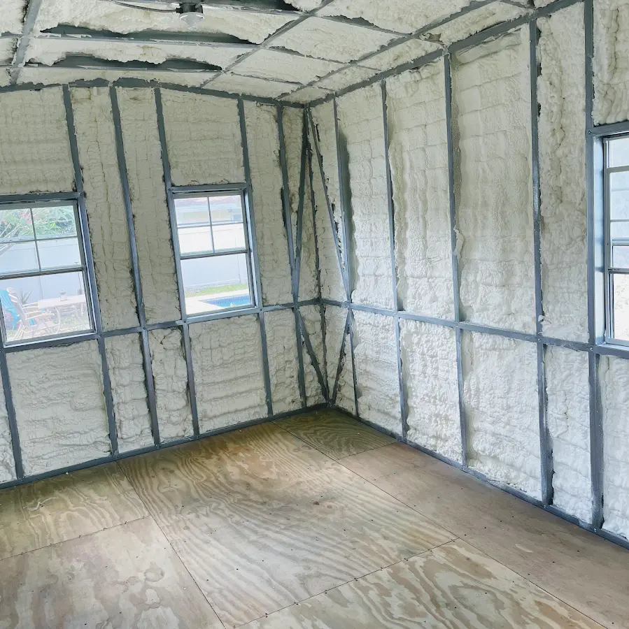 Closed-cell spray foam insulation applied to wall cavities in a residential project in West Whiteland