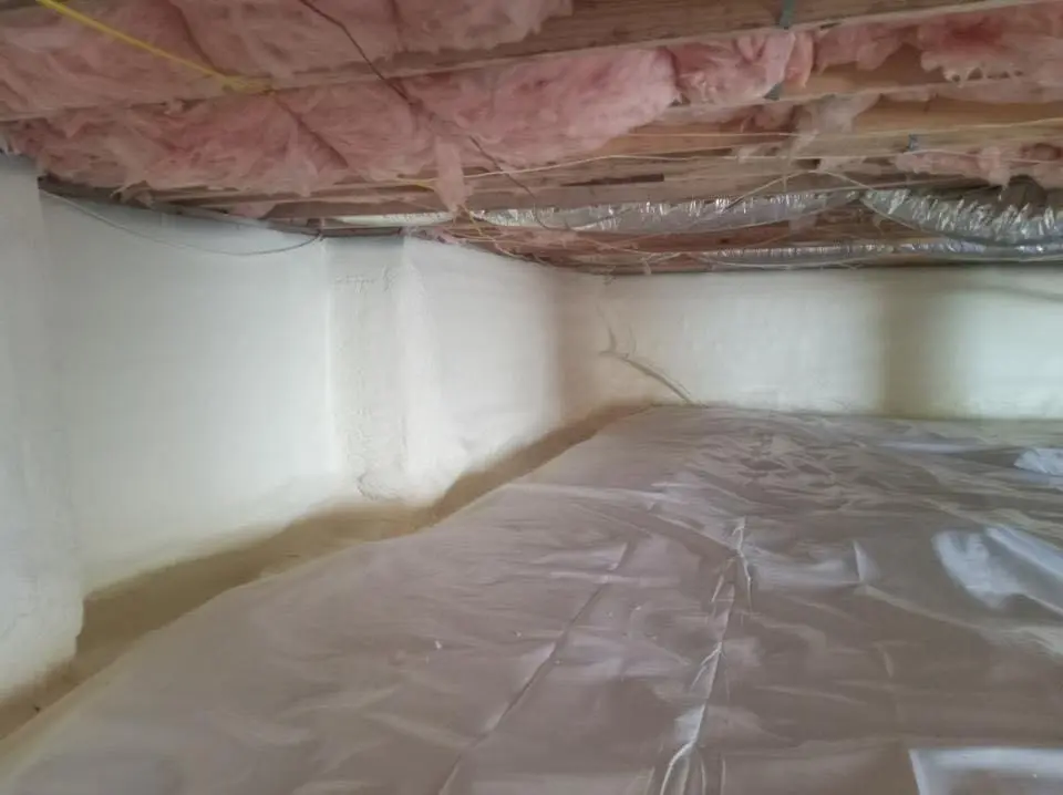 Crawl space encapsulation with closed-cell spray foam for Commercial Roof Restoration in West Whiteland